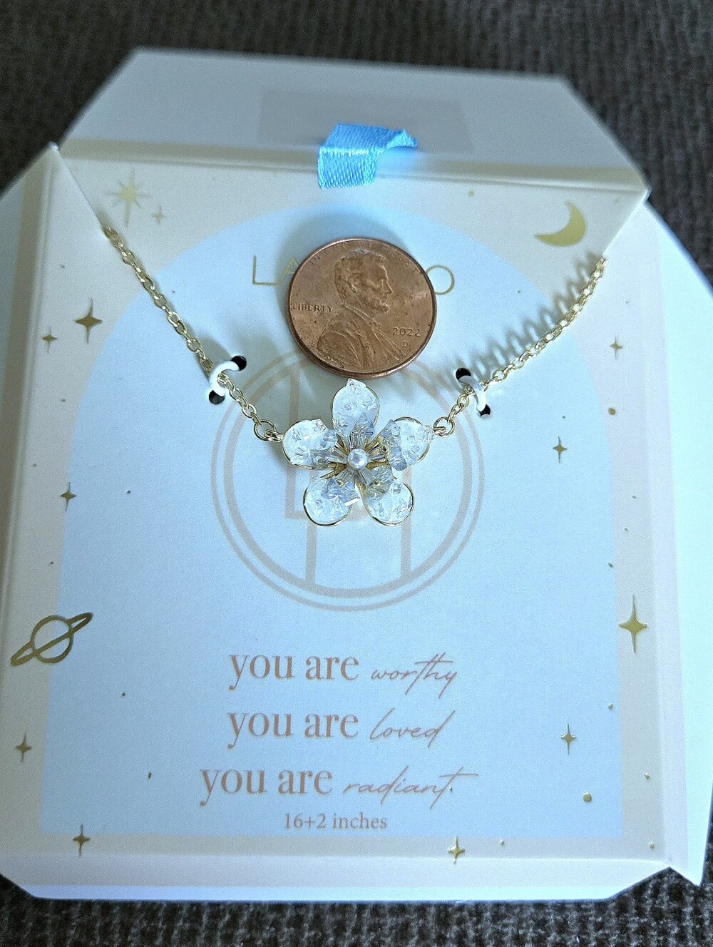 La Meno Stationary Druzy Flower🌸 Pendant Necklace - NIB - Picture 6 of 15